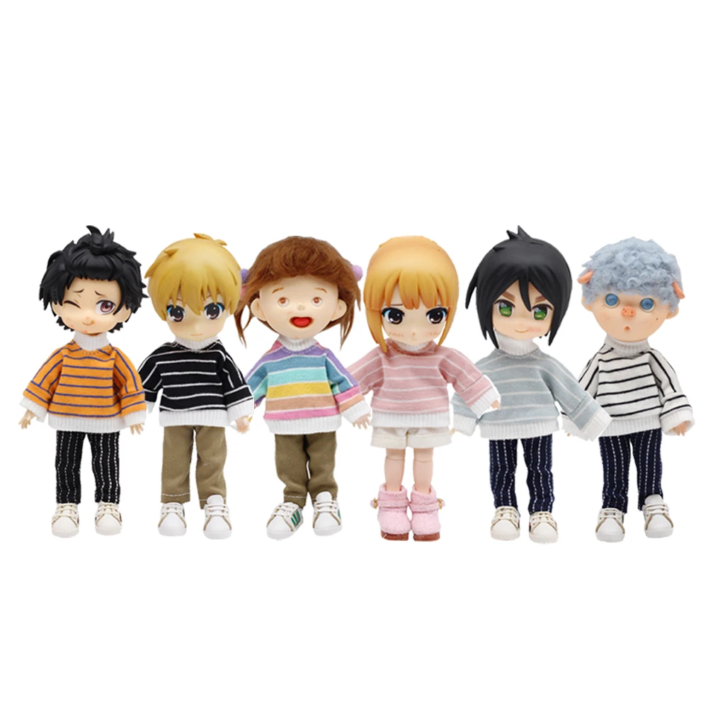 New 1/12 bjd Doll Clothing Stripe Long Sleeve T-shirt for ob11,obitsu11,Mollys,GSC,DOD doll accessories clothes