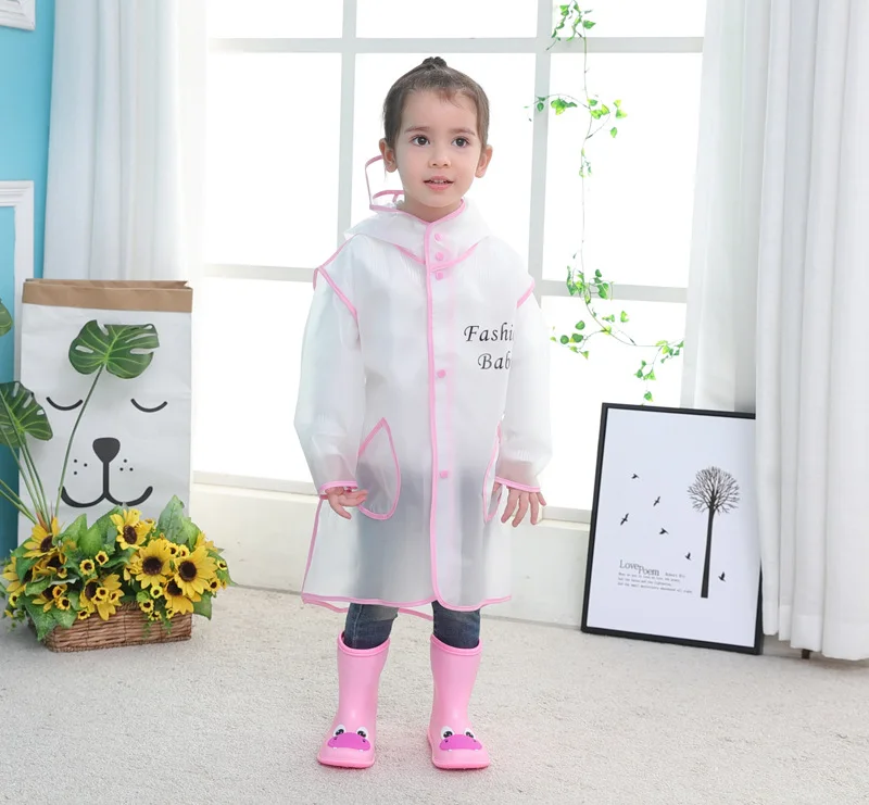 Kids Transparent Raincoat Waterproof Cover Toddler Rain Coat Plastic Hooded Hiking Reusable Trajes Impermeables EB50YY | Дом и сад
