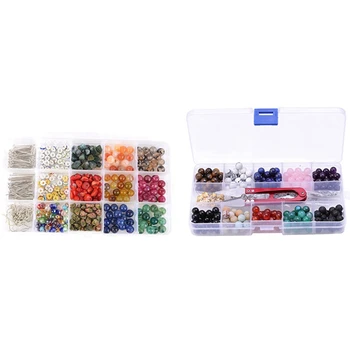 

2 set Natural Stone DIY Beaded Bracelet Kit, Beaded, Spacer Beads and Beaded Box