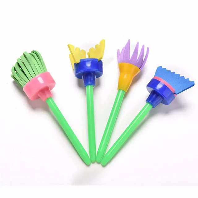 4Pcs/set DIY Sponge Drawing Paint Brushes Graffiti Toys Painting Creative Gift Toys for Children Stamps Toys 2