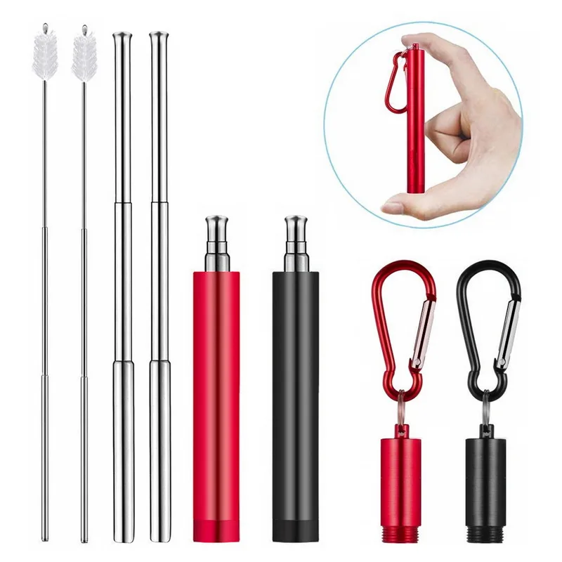 2 packs stlye G Телескопическая из нержавеющей стали питьевой соломы портативный соломинки для путешествий многоразовый складной стакан соломы с щеткой Бар инструменты - Цвет: 2 packs stlye G