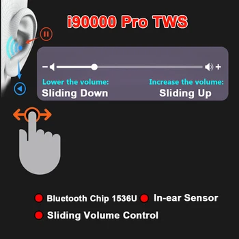 

Oiginal i90000 Pro TWS Wireless Earphone 8D Super Bass Bluetooth 5.0 Earphone Sliding Volume Adjustment Earbuds PK i500 i9000 tw
