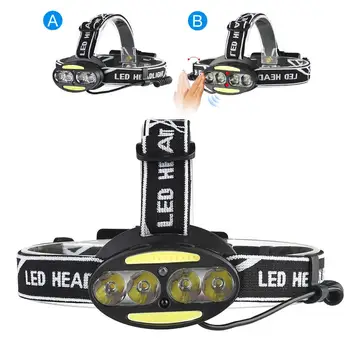 

8000Lumens 6/8 LED Waterproof LED Rechargeable Headlamp With Warning Light Camping Headlight Headlamp 18650 4*T6 Light