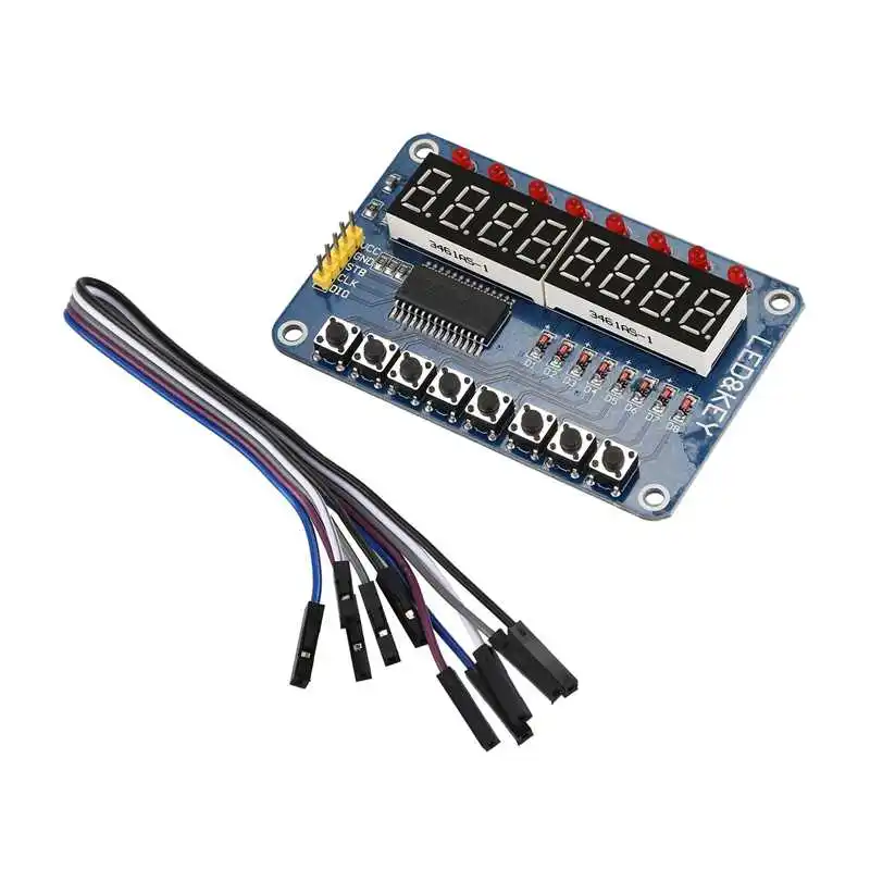 Электронный набор. Дисплей 4 бит. Цифровой дисплей ардуино. Модуль цифрового дисплея с кнопками qyf-tm1638. Цифровой бит.