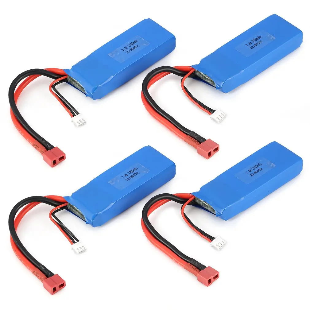 

4PCS 7.4V 2700mAh 20C 2S Lipo Battery with T Plug For Wltoys 10428-A 10428-B 10428-B2 10428 1/10 RC Crawler Car Feilun FT012