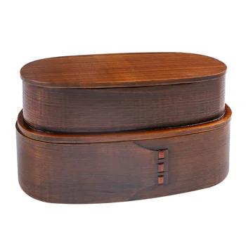 

1Pc Meal Prep Containers Wooden Lunch Box Japanese Style Bento Box Wooden Food Containers Sushi Container for Picnic Worker Stud