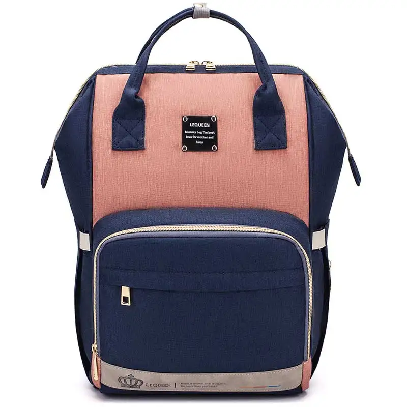 LEQUEEN модная сумка для подгузников для мам, Большая вместительная детская сумка, рюкзак для путешествий, дизайнерская сумка для ухода за ребенком - Цвет: orange navy