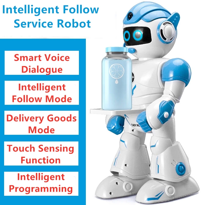 Intelligent Follow Service Robot Voice Dialogue Touch Sensing Delivery Mode Sing And Dance Programming Educational RC Robot Toy 2