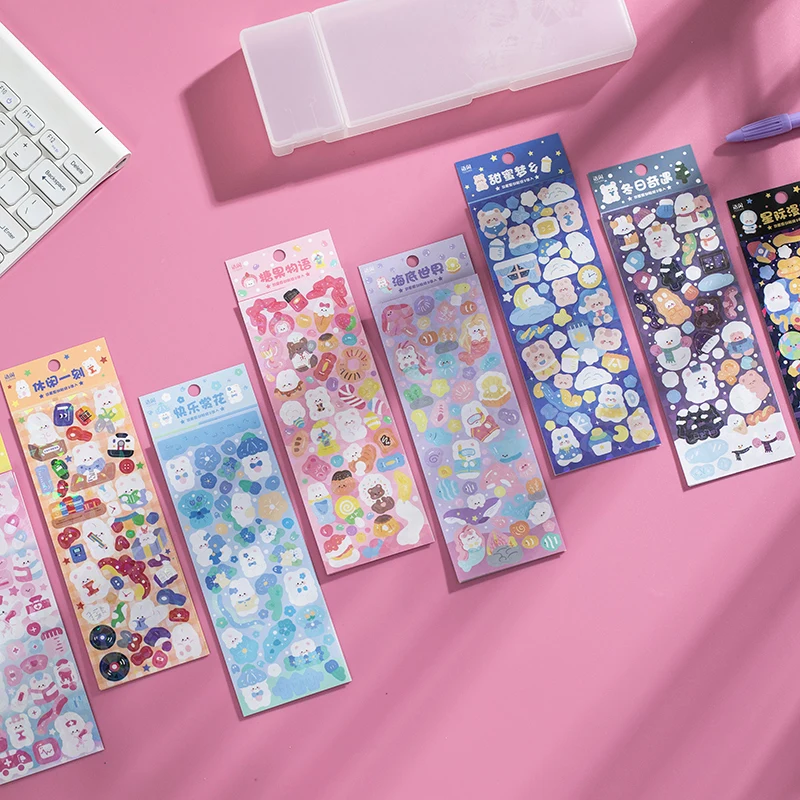 Shining Cute Bear Cartoon Stickers 2 Sheets/lot for Scrapbook Card Kids DIY Journal Laptop Album Play House