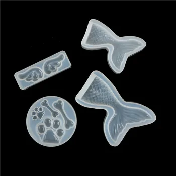 

1pc Silicone Chocolate Mold Mermaid Tail Dog Footprints Bones Wings Fondant Kitchen Cake Baking Decorating Mold Tools