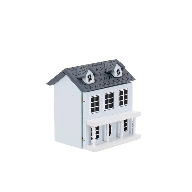 JO HOUSE Doll House Furniture Villa Toy 1:12 Dollhouse Miniature 3D Wooden Country House Model Blue
