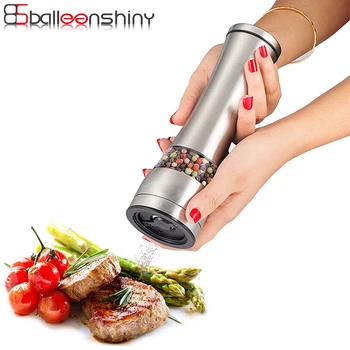 

BalleenShiny 1PC 304 Stainless Steel Pepper Grinders Manual Glass Grinding Kitchen Spices Powder Salt Coffee Seasoning Bottle