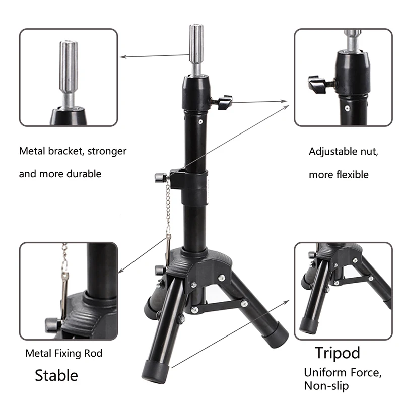 Adjustable Wig Head Stand Tripod Holder Mannequin