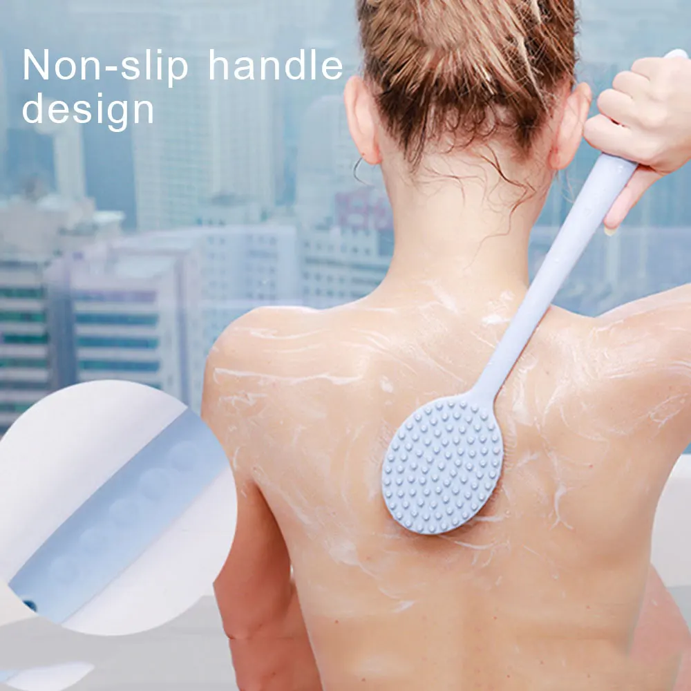 Adult Double-Sided Dual-Purpose Soft Non-Slip Long-Handled Massage Bath Brush Skin Cleaning Body Bathroom Accessories Tool | Красота и