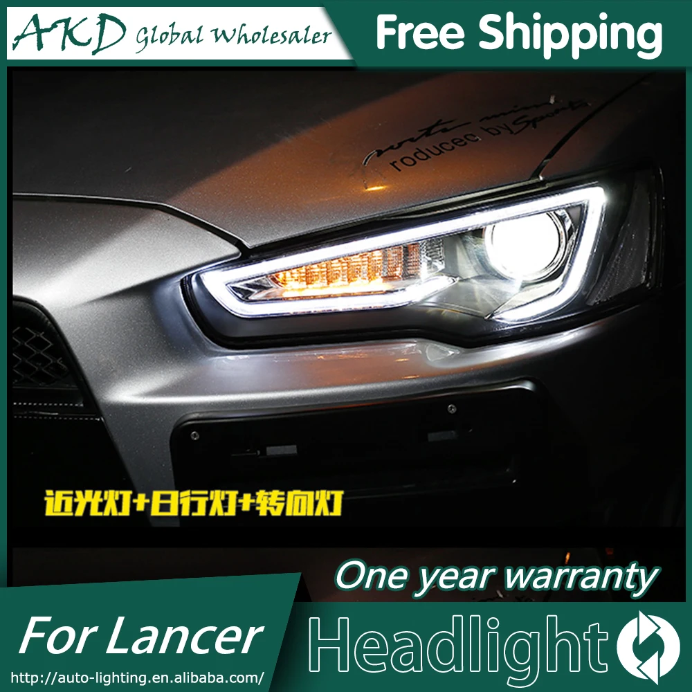Фары AKD для Mitsubishi Lancer EX светодиодные фары DRL H7 D2H Hid биксеноновый луч ангельский