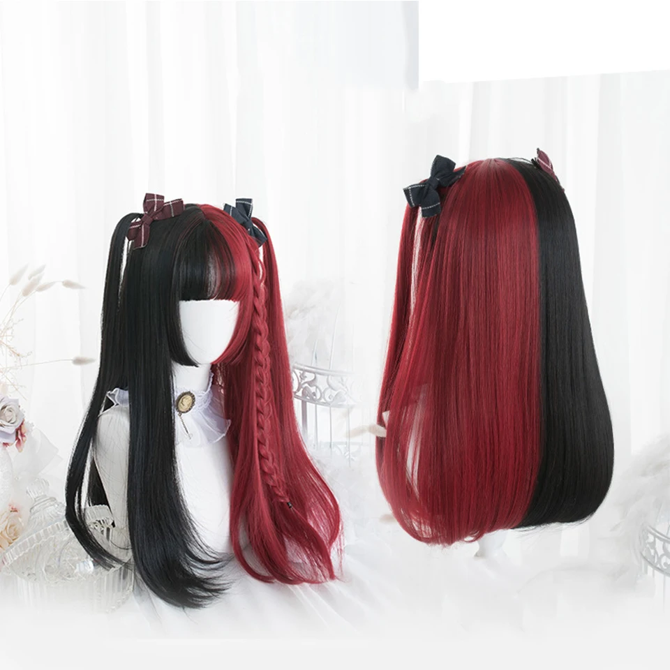 Shangke sintético black black blonde branco perucas