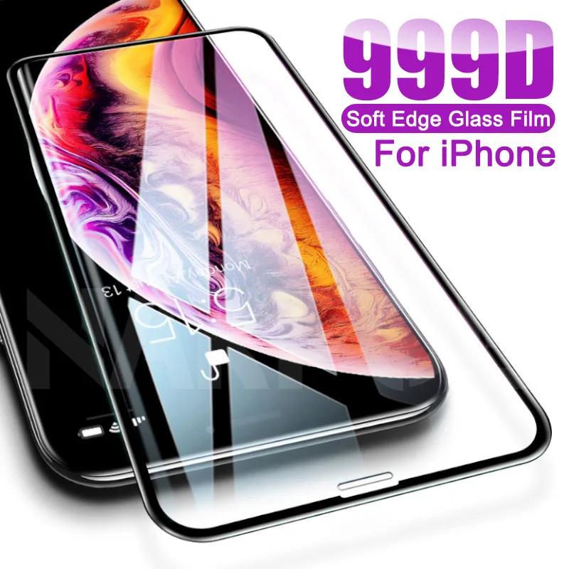 999D Tempered Glass on For iPhone 11 Pro X XR XS Max Screen Protector iPhone 8 7 6 6s Plus SE 2020 Safety Protective Glass Film