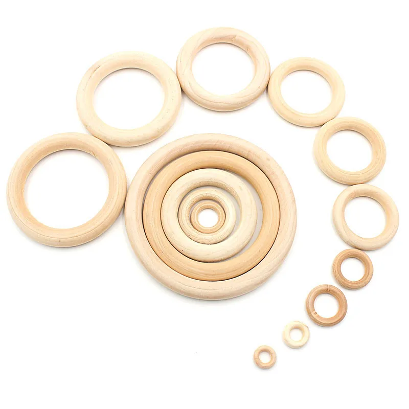 

15 Size Natural Wood Circle Ring Beads Wooden Ring Children Kids Necklace Bracelet Making DIY Craft Jewelry Accessories 10pcs