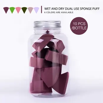

Yiwa 10pcs Fan-shaped Powder Foundation Puff Wet And Dry Makeup Sponge Blender With Aluminum Cover Jar