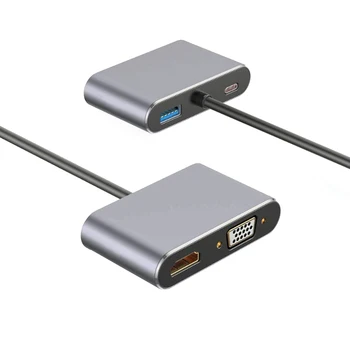 

Type C USB 3.1 To USB-C 4K HDMI USB 3.0 Adapter Cable 4in 1 Hub For Macbook Pro