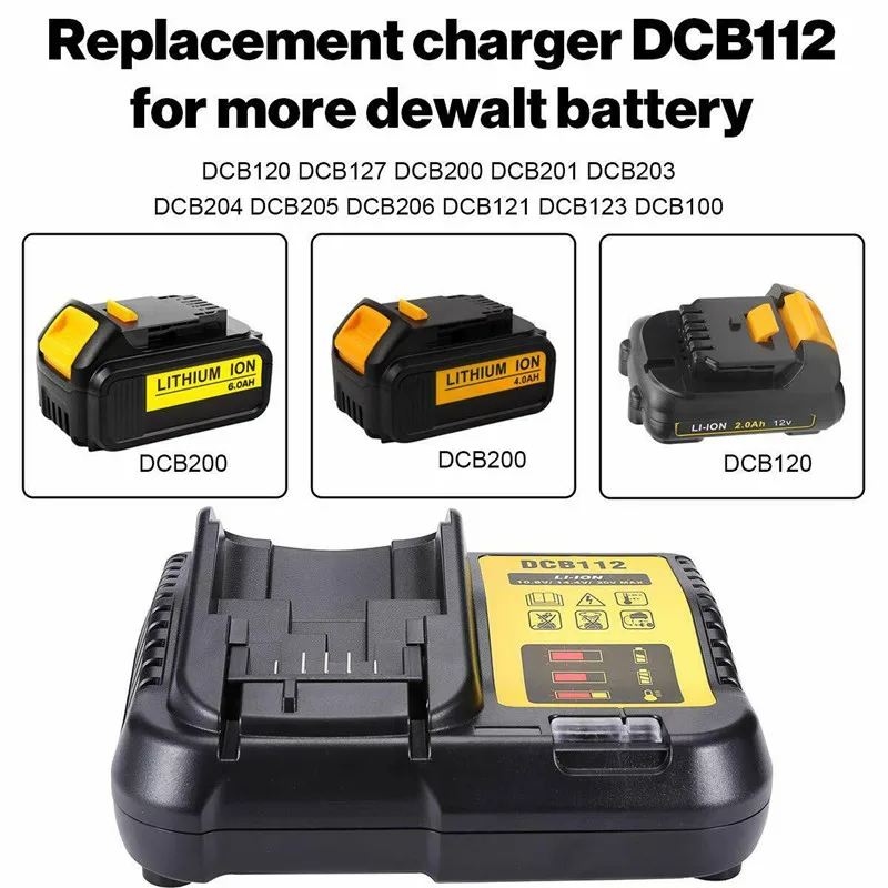 Быстрое зарядное устройство для замены нескольких аккумуляторов для Dewalt 10,8-18 в XR Li-Ion DCB112 быстрое зарядное устройство DCB112 литиевая батарея зарядное устройство