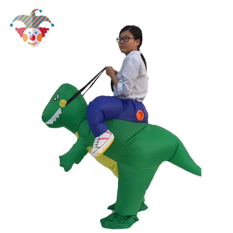 

Free shipping Inflatable Dinosaur Costume Fan Operated Adult Size Halloween Purim Party Kids Dino Rider T-Rex