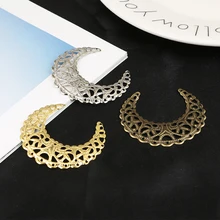 20Pcs Gold Silver Antique Bronze Moon Hollow out Filigree Metal Wraps Connectors For Diy Jewelry Making Headwear Accessories
