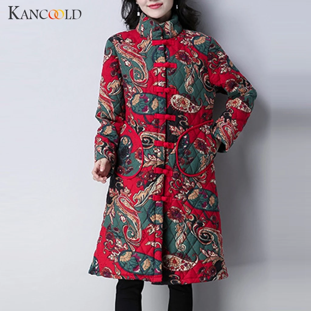 KANCOOLD пальто, Ретро стиль, для отдыха, зимняя теплая плотная верхняя одежда, на пуговицах, тонкая прострочка, с хлопковой подкладкой, пальто и куртки для женщин 2019Sep6