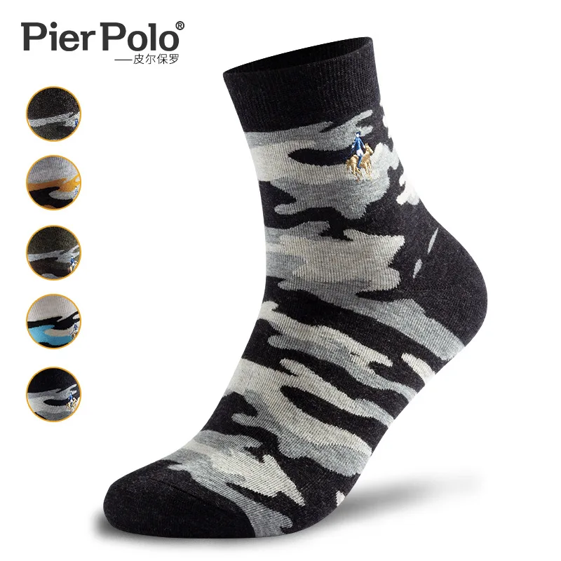 Мужские камуфляжные носки PIER POLO 5 пар/лот повседневные хлопковые с вышивкой Осень