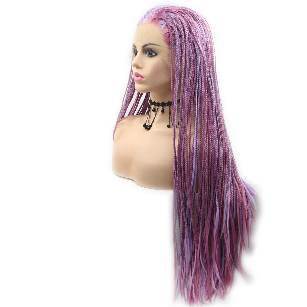 purple mixed braids synthetic wigs