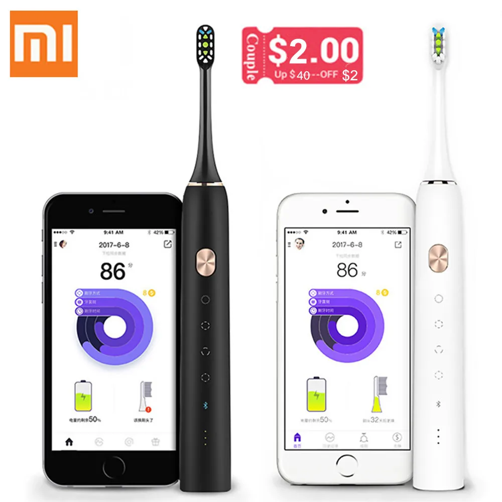 Xiaomi SOOCAS X3 электрическая зубная щетка с 2 шт. Замена зарядного устройства USB