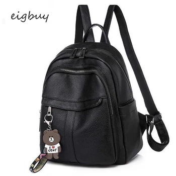 

Female Backpack Student Bag Luxury Zipper Thread Pu Black Fashion Fashionable School Bags For Teenage Girls Mochilas Schoolbag