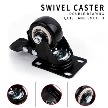 

Furniture Casters Wheels Soft Rubber Swivel Caster Silver Roller Wheel For Platform Trolley Chair Household Accessories