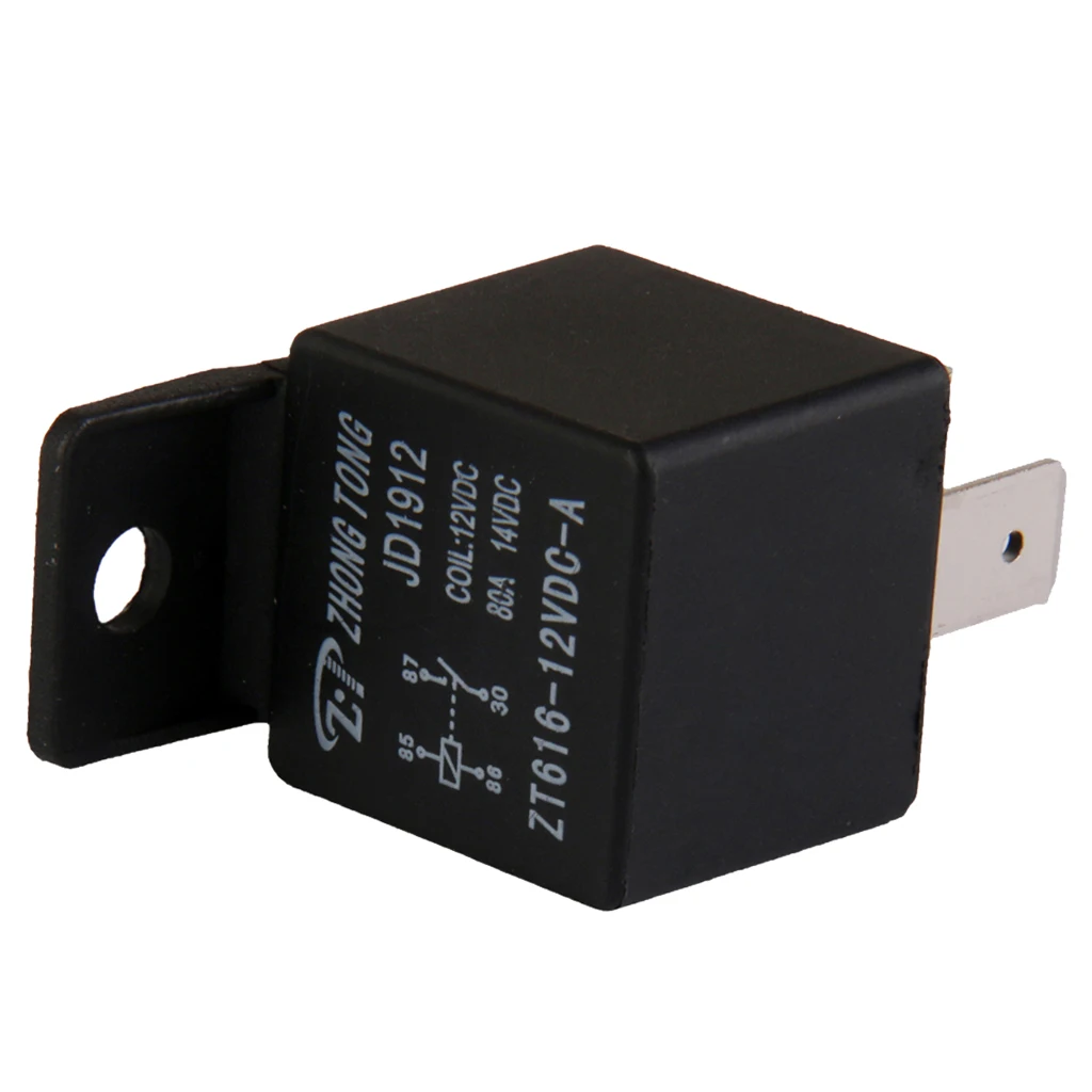 Black Car Truck Auto Heavy 12V 80A 80 AMP SPST Relay Relays 4 Pin
