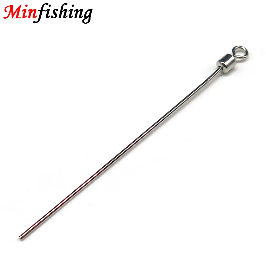 Minfishing-Lote de rodamiento rodante giratorio con mano larga, gancho de gusano de acero inoxidable, accesorios de pesca, 25/50 Uds.