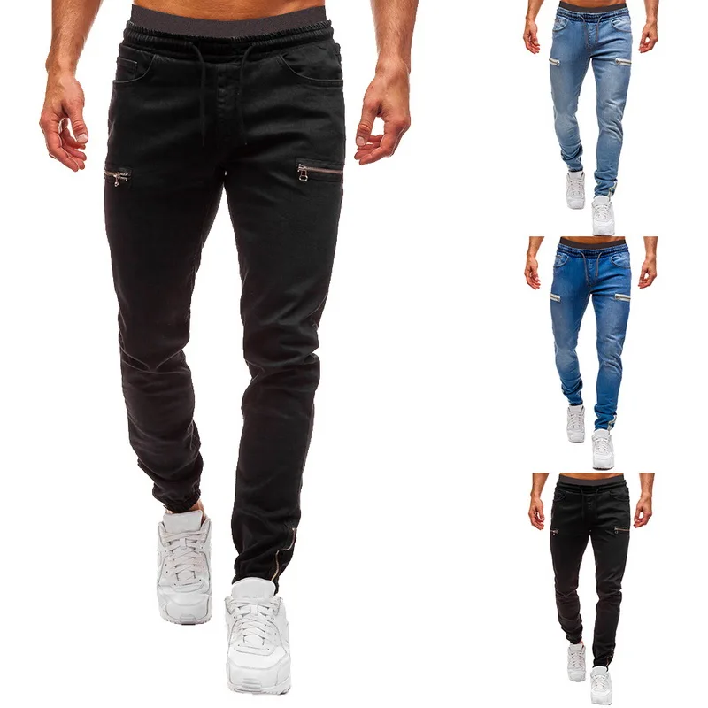 HEFLASHOR новые осенние мужские Эластичные Обтягивающие байкерские облегающие джинсовые мужские Мульти-карманные брюки карандаш с молнией повседневные джинсы модные брюки