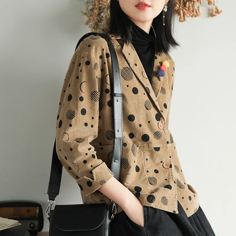 Ideal  Max LuLu 2019 Autumn Fashion European Style Ladies Punk Clothes Women Oversized Dot Jackets Vintage