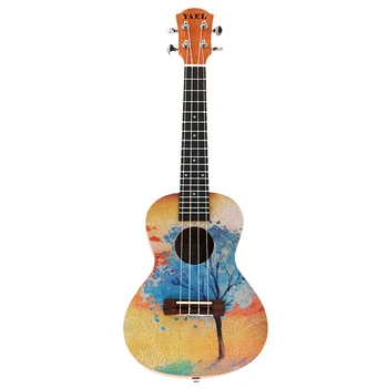 

YAEL 23 Inch Ukulele Mahogany Concert Ukelele 23inch Hawaiian Tree Painted Pattern 4 Strings Small Guitar Guitarra Musical