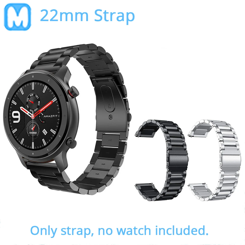 Ремешок 22 мм для смарт часов Amazfit GTR 47 стальной металлический Миланский