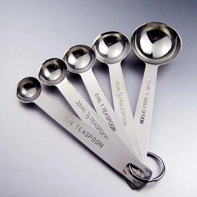 5 PCS Measuring Spoons Baking Tools Stainless Steel Seasoning Coffee Tea With Scale Bakery Tool | Дом и сад