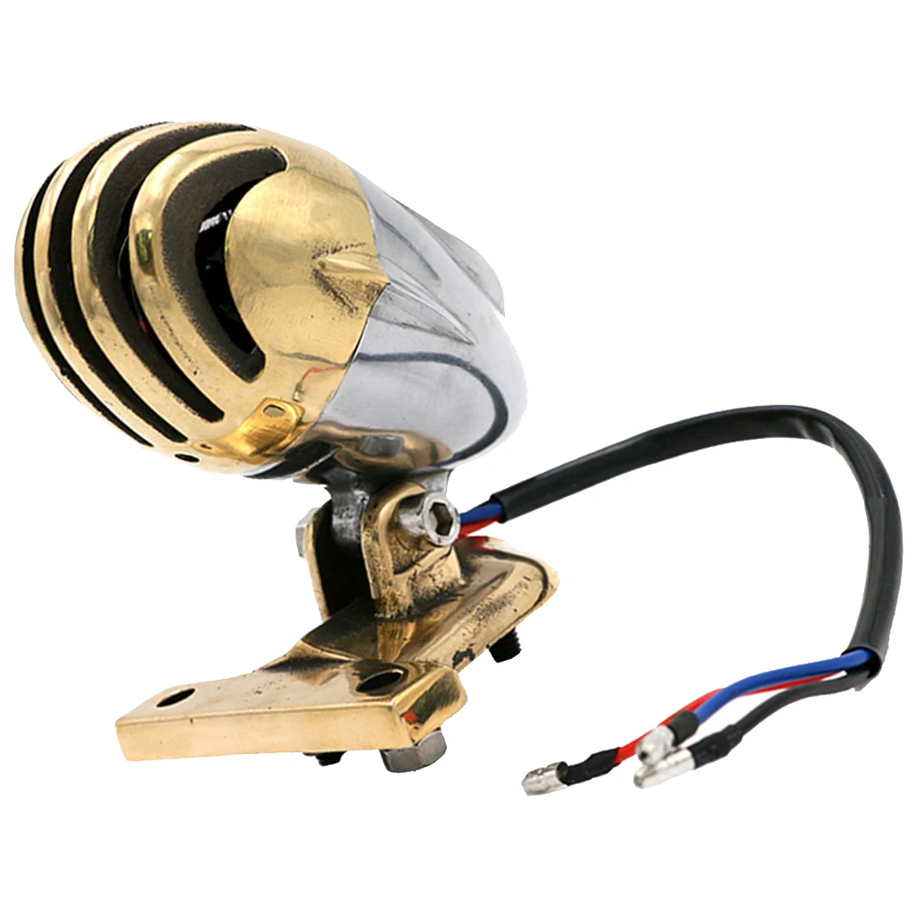 Motorcycle License Plate Lamp Turn Signal Light for Daytime Running Light Suitable for Most Vehicles, Brass 12V