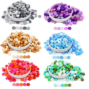 

Colorful Beads 50pcs Baby Teether Teething Chain For Mom Handmaking DIY BPA Free Silicone Beads For Baby Chewable Pacifier Chain