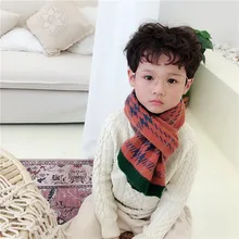 Корейские вязаные шерстяные клетчатые мягкие теплые осенне-зимние плотные детские шали для мальчиков и девочек, шарфы, аксессуары-LHC