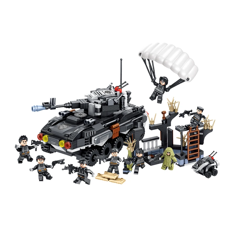 

Panluosi building blocks toy special military flying tiger 8 in 1 person set small particles spell inserted boy toy