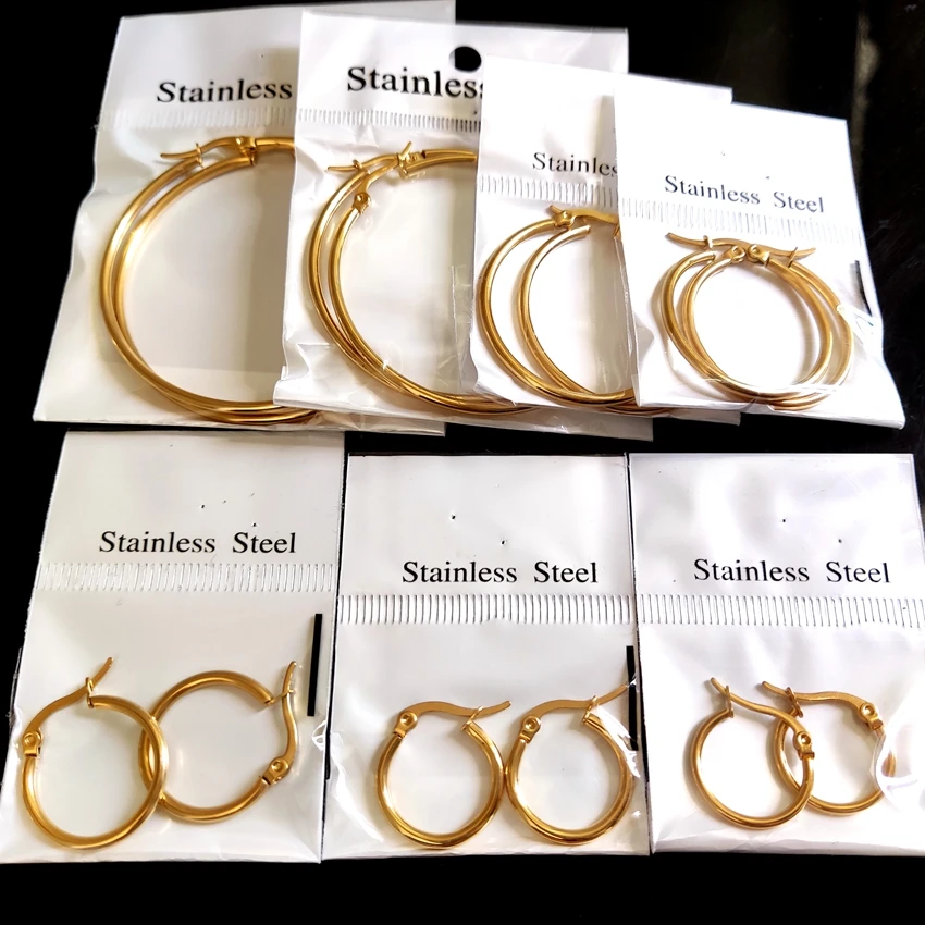 Wholesale 22Pairs  Hoop Earrings For Women Stainless Steel Wedding Jewelry 4