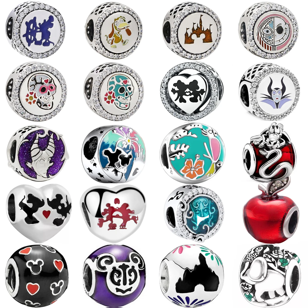 Лидер продаж 100% Стерлинговое Серебро 925 пробы мышь бисер Череп шарм Подходит для