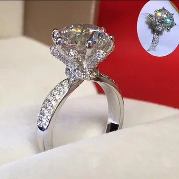 

Stunning Lady Flower 3ct Lab Diamond Ring 925 sterling silver Bijou Engagement Wedding band Rings for Women Bridal Charm Jewelry