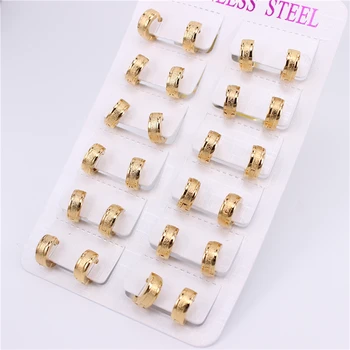 

Frosted Diameter 10mm Hoop earrings 12pcs/card girls Stainless steel Jewelry For women K005