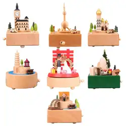 Kawaii музыкальные коробки деревянная музыкальная шкатулка деревянные поделки Ретро подарок на день рождения винтажные аксессуары для