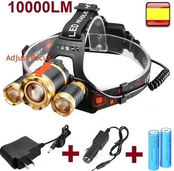 

Linterna frontal recargable de cabeza OUTDOOR 10000LM 3x XM-L XML T6 Headlamp
